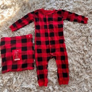 Indigo x Hatley red Buffalo plaid snap up PJs